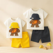 Navy & Yellow Bear Tshirt_shorts