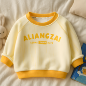 Boy's Cotton Knit Light Winter Full Sleeves Text Print Sweatshirt - Yellow