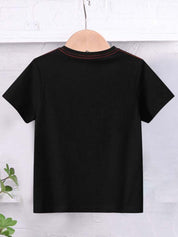 Boy's White Dino Print Half-Sleeve T-Shirt