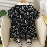 Googo Gaaga Boys Cotton King Printed T-Shirt & Shorts Set - Black