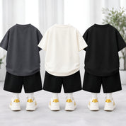 Googo Gaaga Boys Cotton Printed T-Shirt & Shorts Pack of 3 - White, Grey & Black