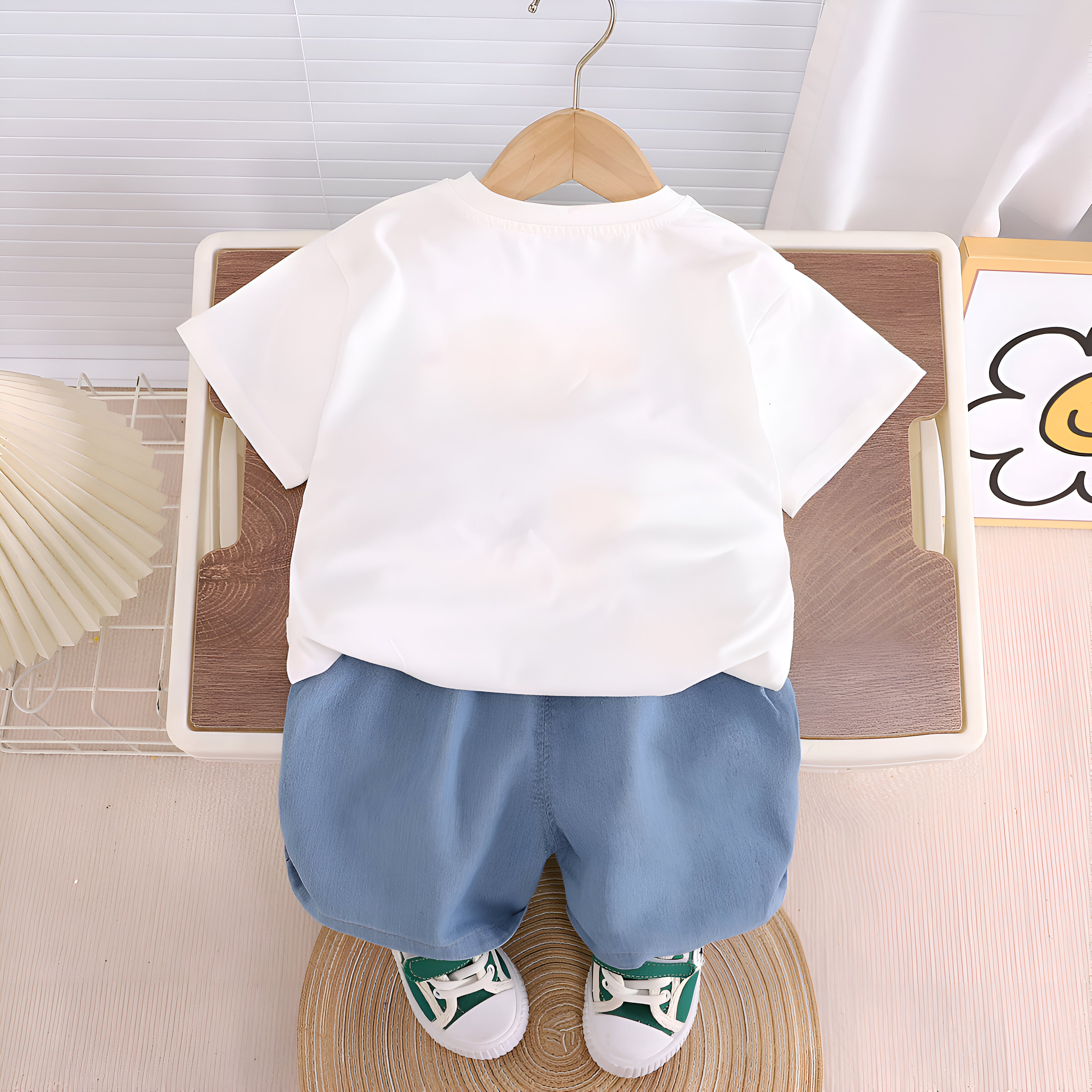 Boys Cotton Half Sleeves Tee & Shorts Set Pack of 2  - Orange Yellow & Happy Animal