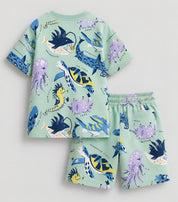 Googo Gaaga Boys Cotton  Printed T-Shirt & Shorts Set - Octopus