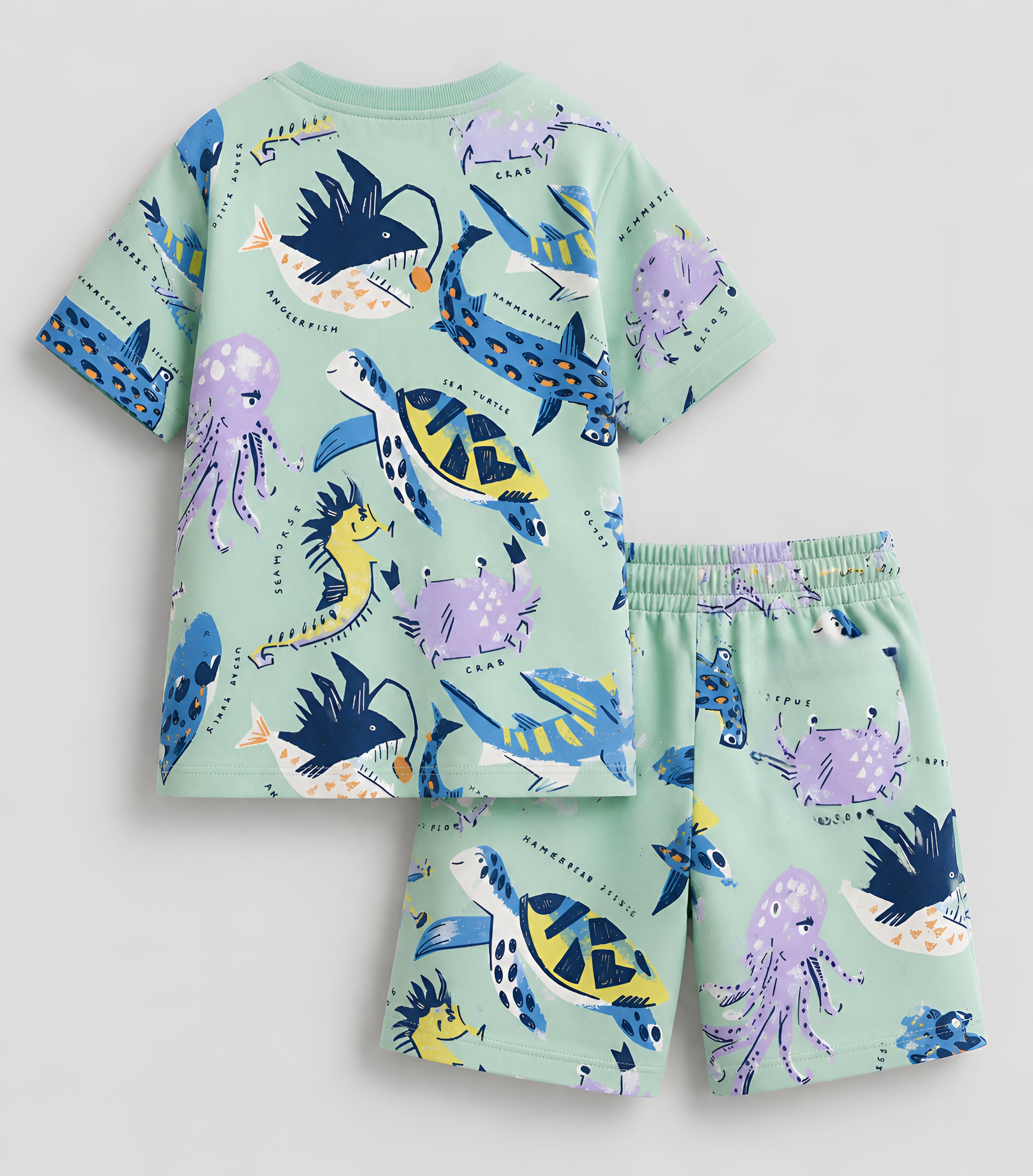 Googo Gaaga Boys Cotton  Printed T-Shirt & Shorts Set - Octopus