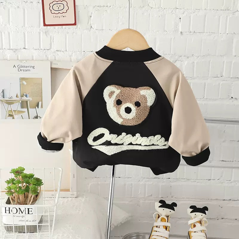 Boy's Cotton Fleece Winter Printed Jacket - Black