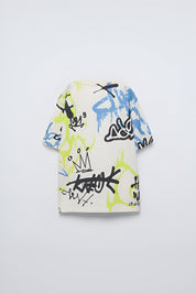 Googo Gaaga Boys Graffiti Print T-shirt in White