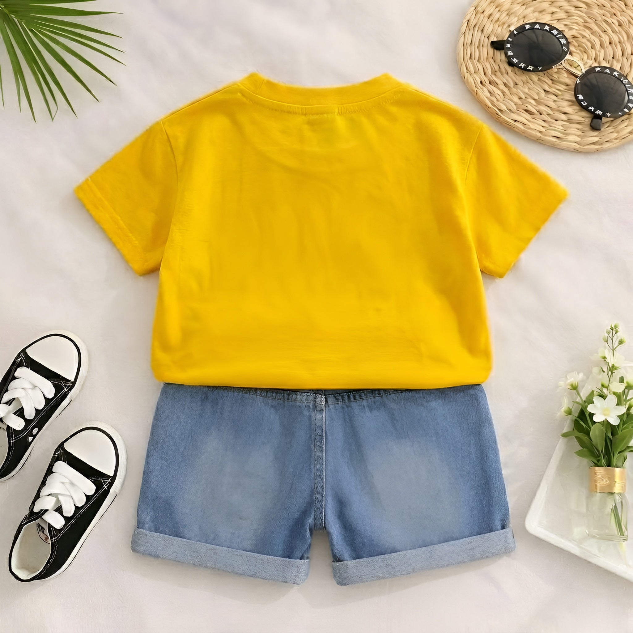 Googo Gaaga Boys Cotton EggDino Printed T-Shirt & Shorts Set - Yellow