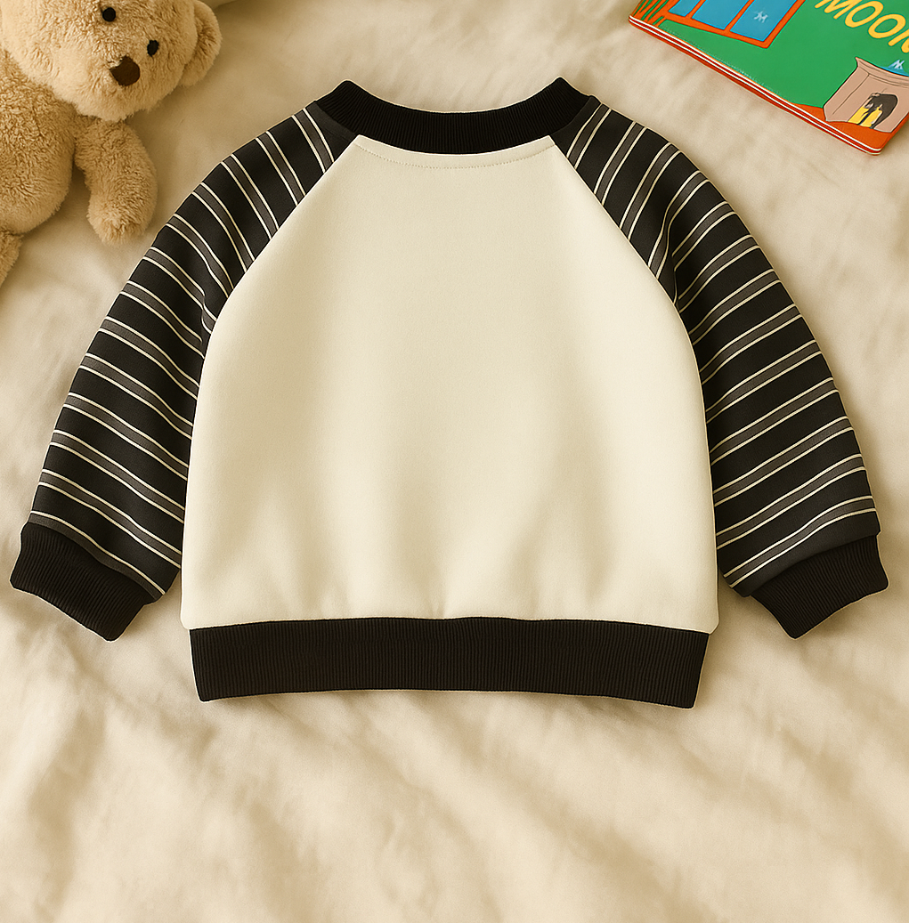 Boy's Cotton Knit Light Winter Full Sleeves Text Print Sweatshirt - Cream