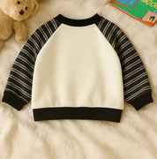 Boy's Cotton Knit Light Winter Full Sleeves Text Print Sweatshirt - Cream