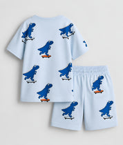 Googo Gaaga Boys Cotton Printed T-Shirt & Shorts Set - Dino Skate