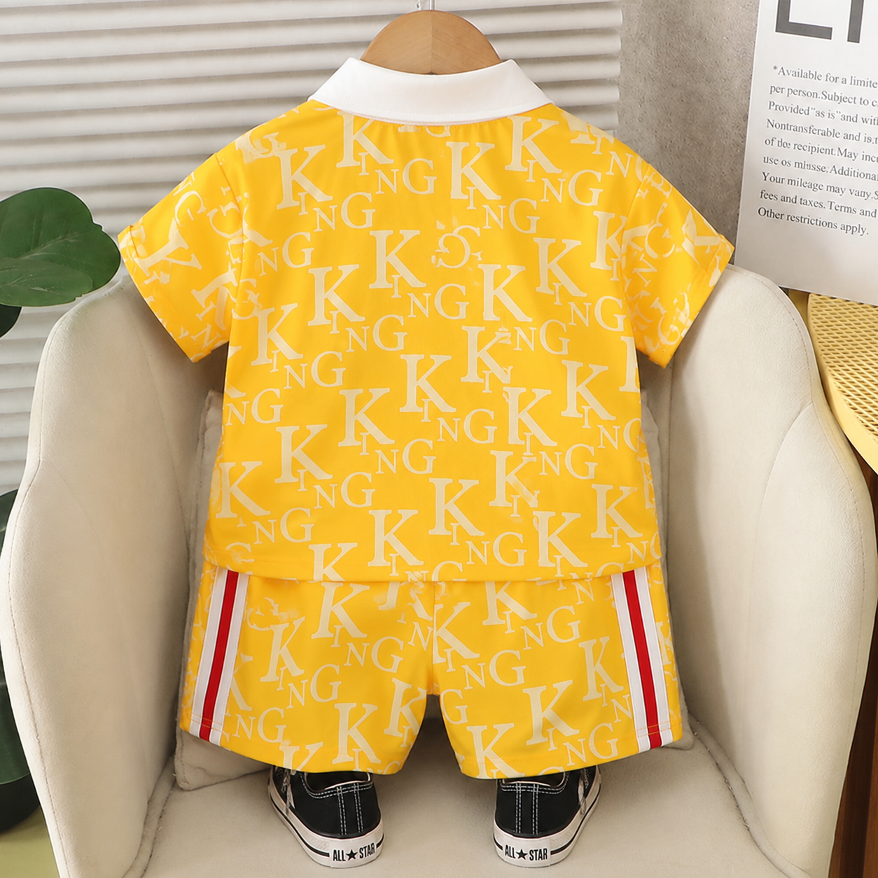 Googo Gaaga Boys Cotton King Printed T-Shirt & Shorts Set - Yellow