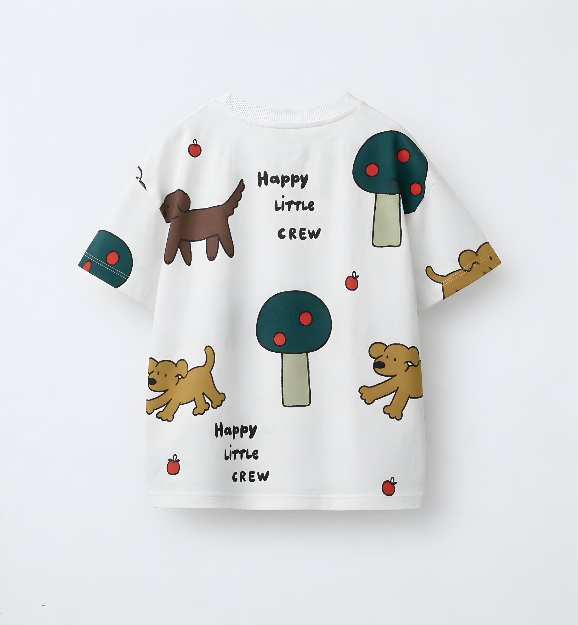 Boy's Dog Print Half-Sleeve T-Shirt - White