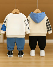 Boys Light Winter Cotton Knit Full Sleeves Printed Sweatshirt With Pant Pack of 2