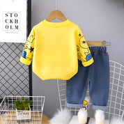 Boy's Yellow Teddy Print Sweatshirt & Pants Set