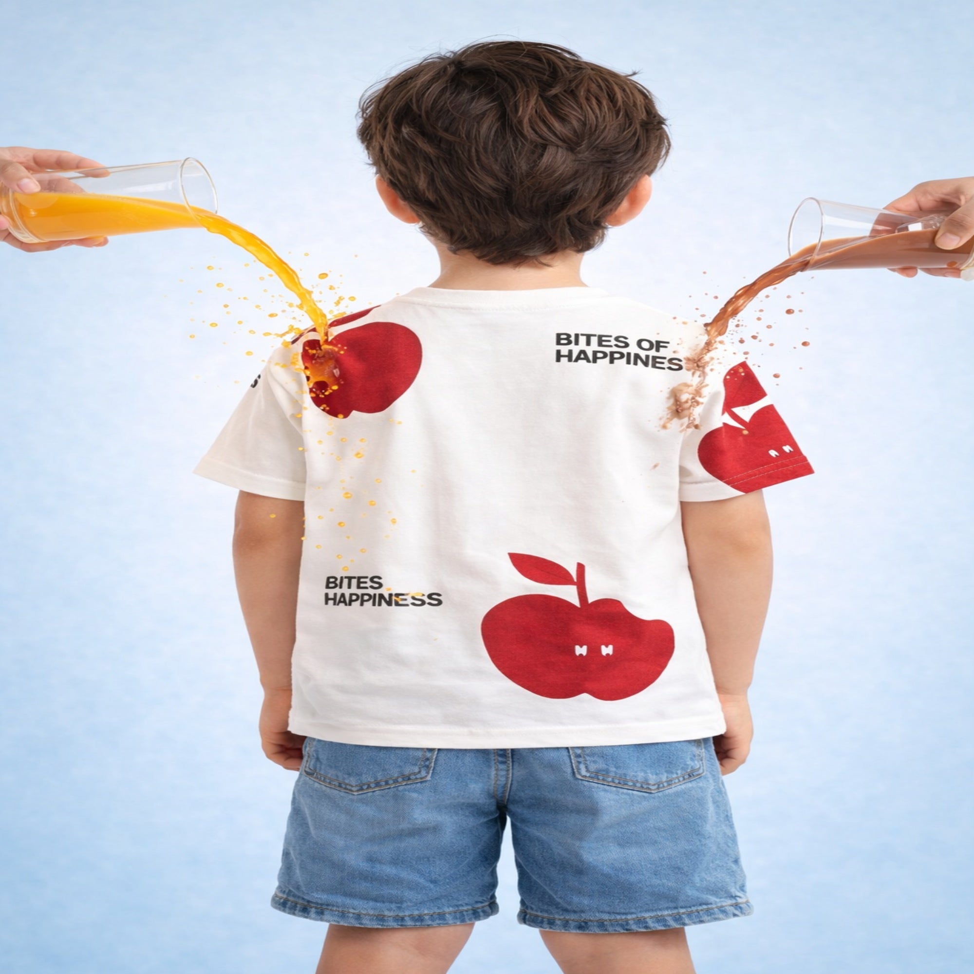 Boy's Apple Print Spill-Proof Half-Sleeve T-Shirt