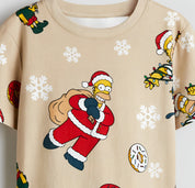 Boy's Santa Print Half-Sleeve T-Shirt