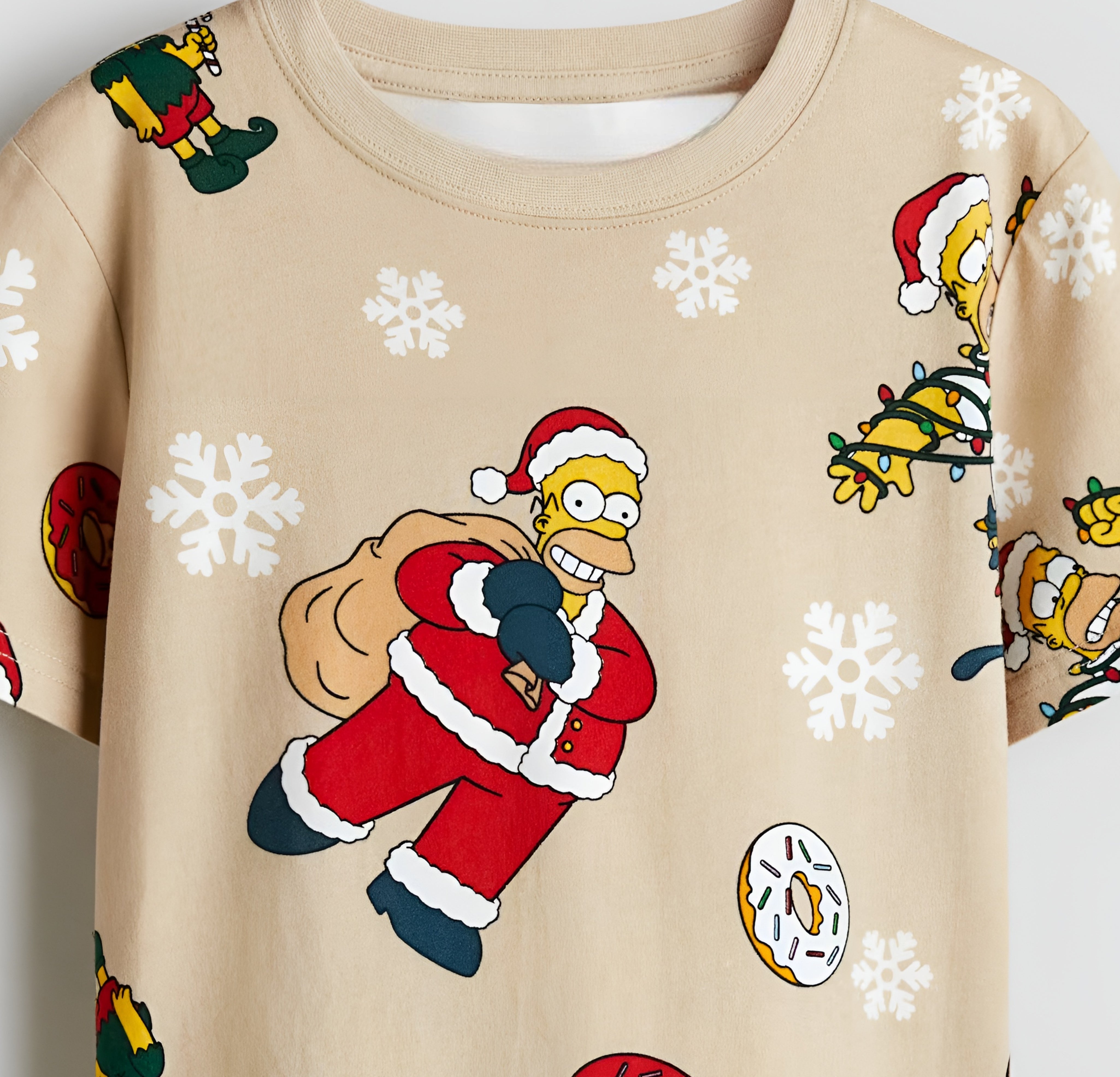 Boy's Santa Print Half-Sleeve T-Shirt