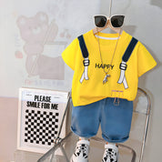 Happy back pack yellow Shirt & shorts