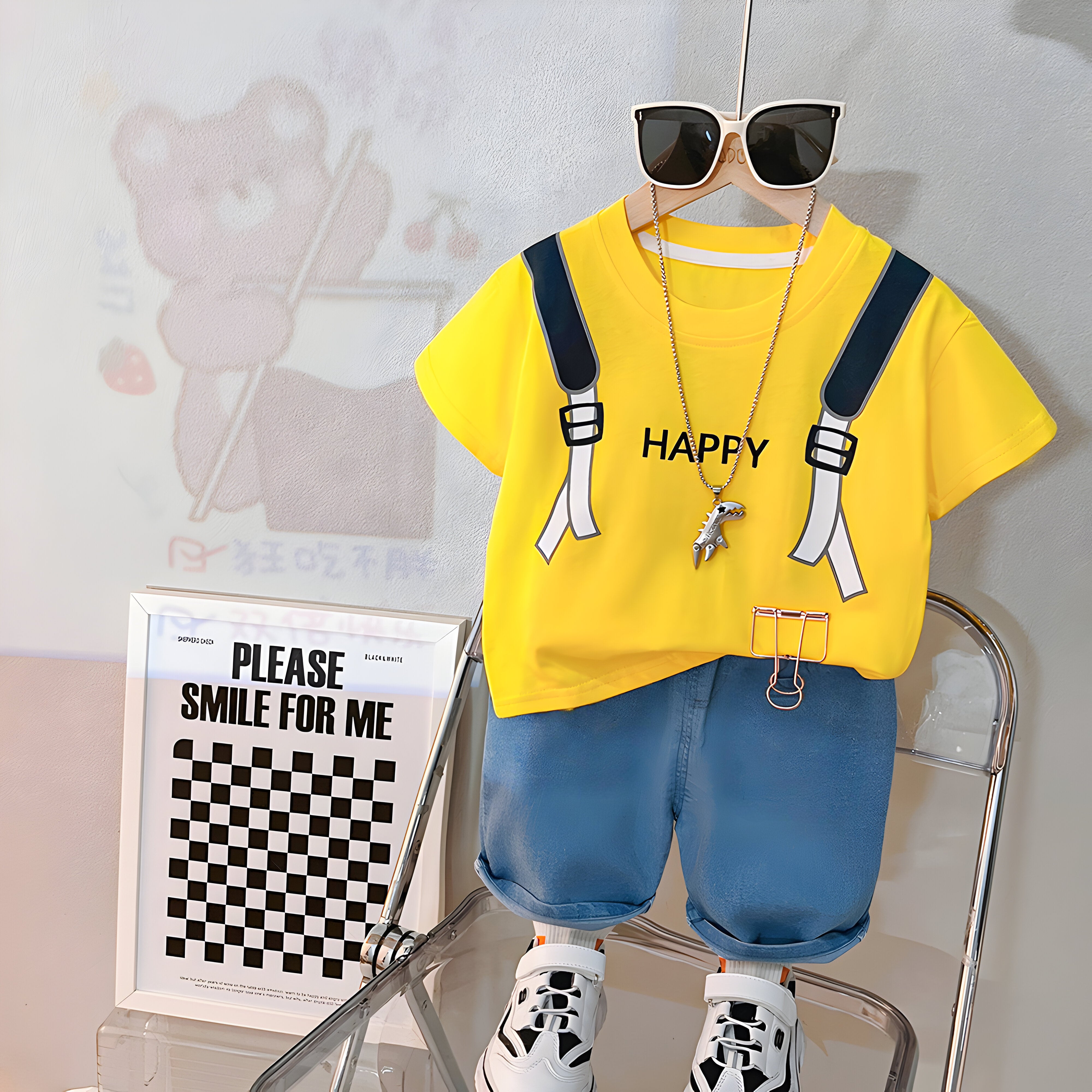 Happy back pack yellow Shirt & shorts