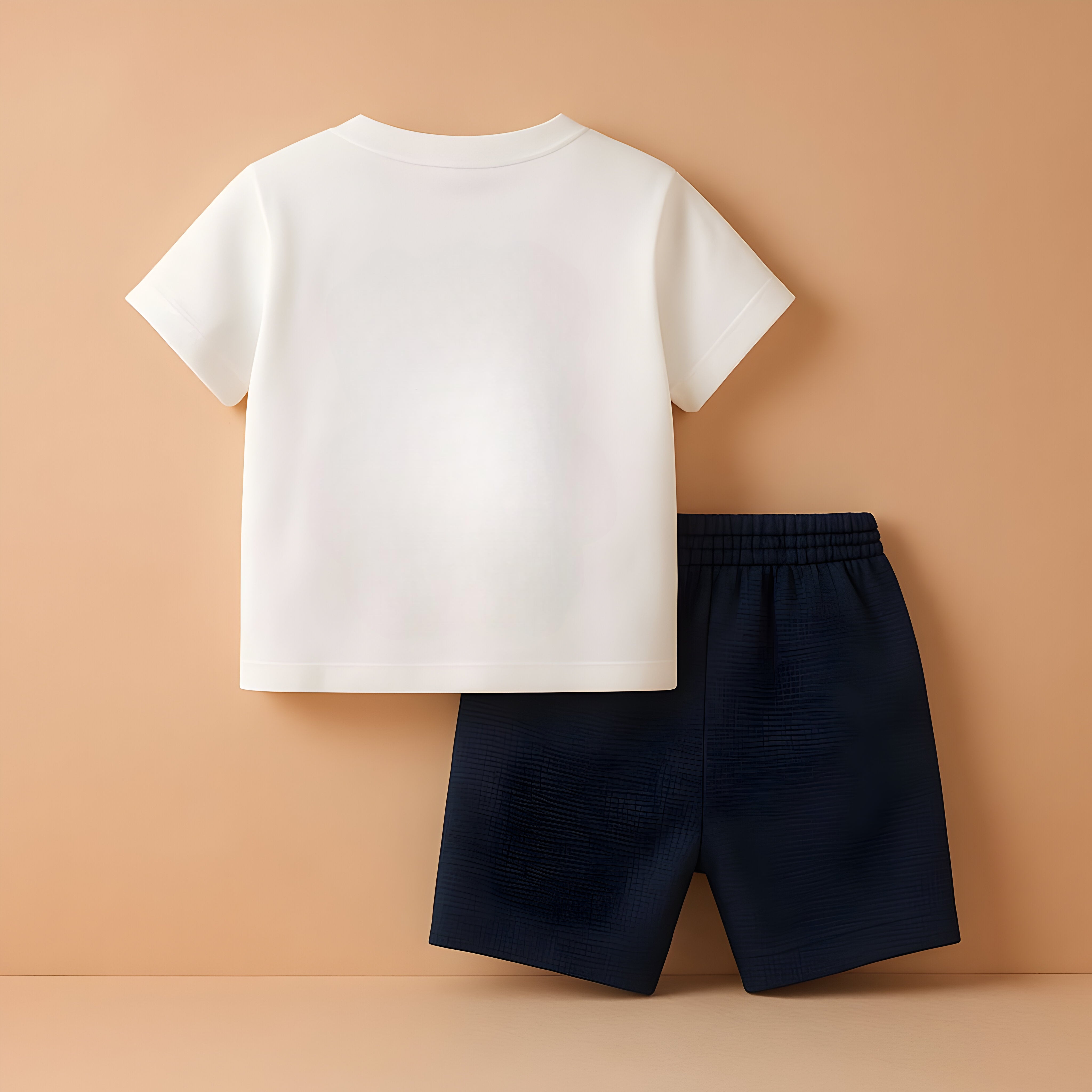 Navy Bear-Shorts & Cream T-shirt