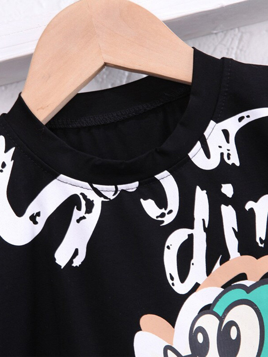 Boy's White Dino Print Half-Sleeve T-Shirt