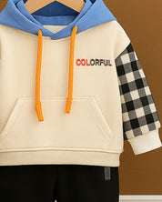 Boys Light Winter Cotton Knit Full Sleeves Printed Sweatshirt With Pant Pack of 2