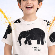 Boy's Elephant Print Spill-Proof Half-Sleeve T-Shirt