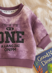 Boy's Cotton Knit Light Winter Full Sleeves Text Print Sweatshirt - Purple