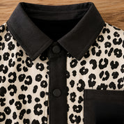 Googo Gaaga Boys Cotton AOP Panther Printed Shirt - Black