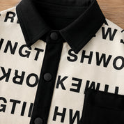Googo Gaaga Boys Cotton AOP Text Printed Shirt - Black