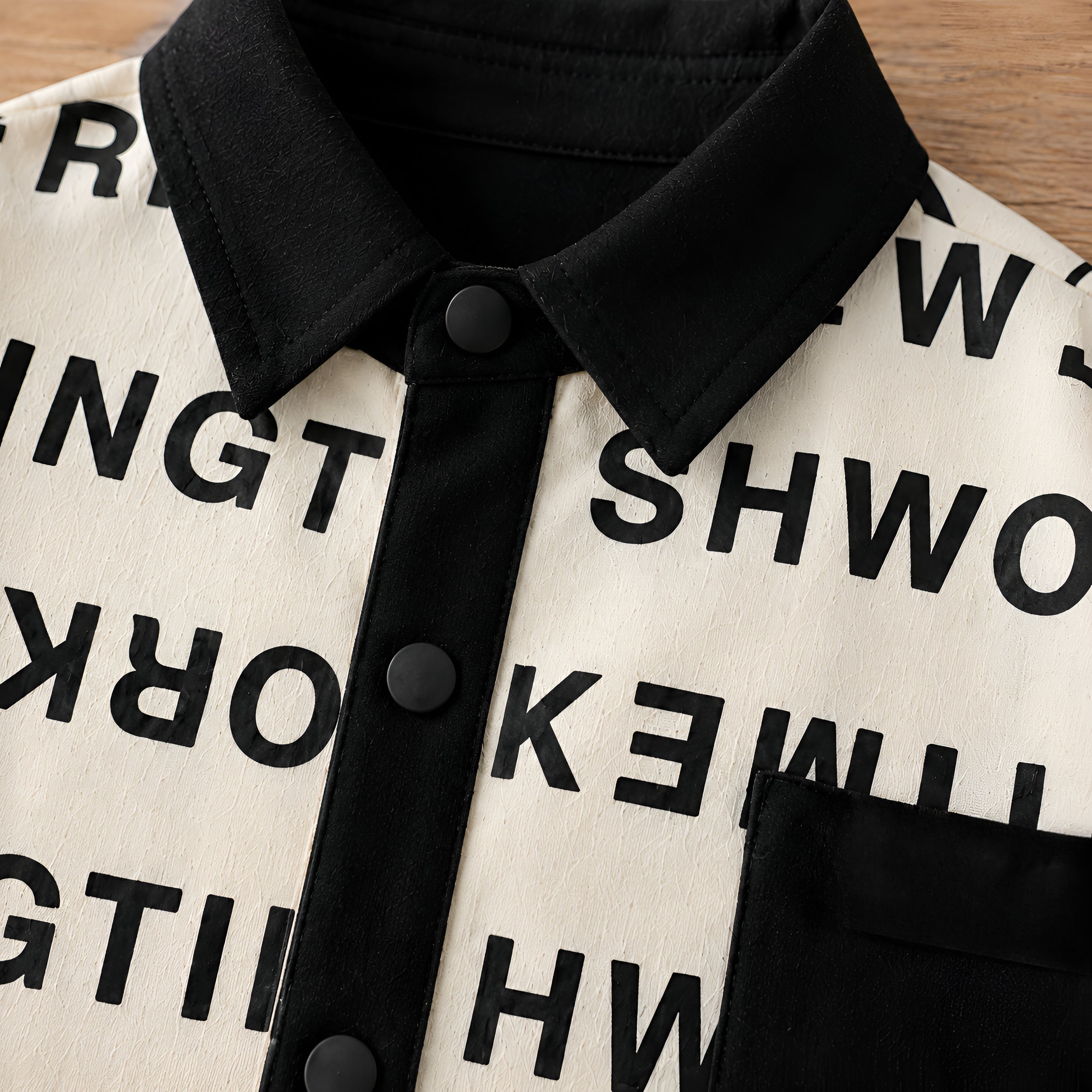 Googo Gaaga Boys Cotton AOP Text Printed Shirt - Black