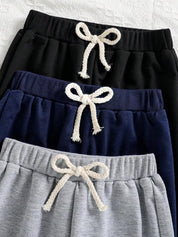 Boy's Cotton Knit Dino Printed Joggers Set Pack of 3 - Grey, Navy & Black