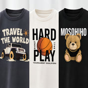 Googo Gaaga Boys Cotton Printed T-Shirt & Shorts Pack of 3 - White, Grey & Black