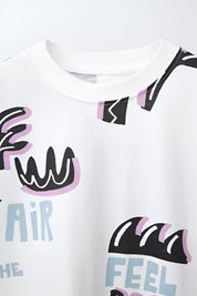 Googo Gaaga Boys Text Print T-shirt in White