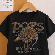 Googo Gaaga Boy's Cotton Cap Embellished Print T-Shirt & Shorts Set - Black