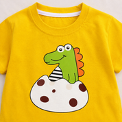 Googo Gaaga Boys Cotton EggDino Printed T-Shirt & Shorts Set - Yellow