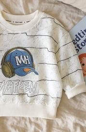 Boy's Cotton Knit Light Winter Full Sleeves Text Print Sweatshirt - Cream