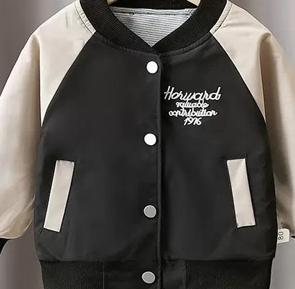 Boy's Cotton Fleece Winter Printed Jacket - Black