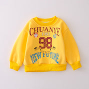 Boy's Cotton Winter Full Sleeves New Future Printed Sweatshirt & Jogger Pant Set - Yellow