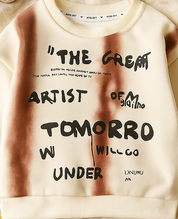 Boy's Cotton Knit Light Winter Full Sleeves Text Print Sweatshirt - Cream