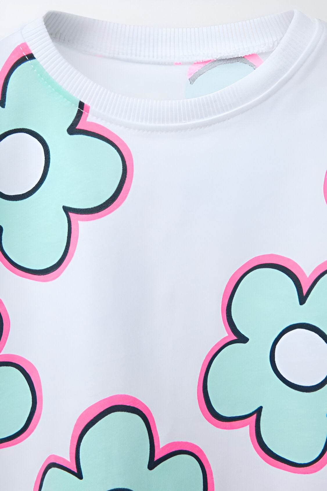 Googo Gaaga GIrls Flower Printed T-shirt in White