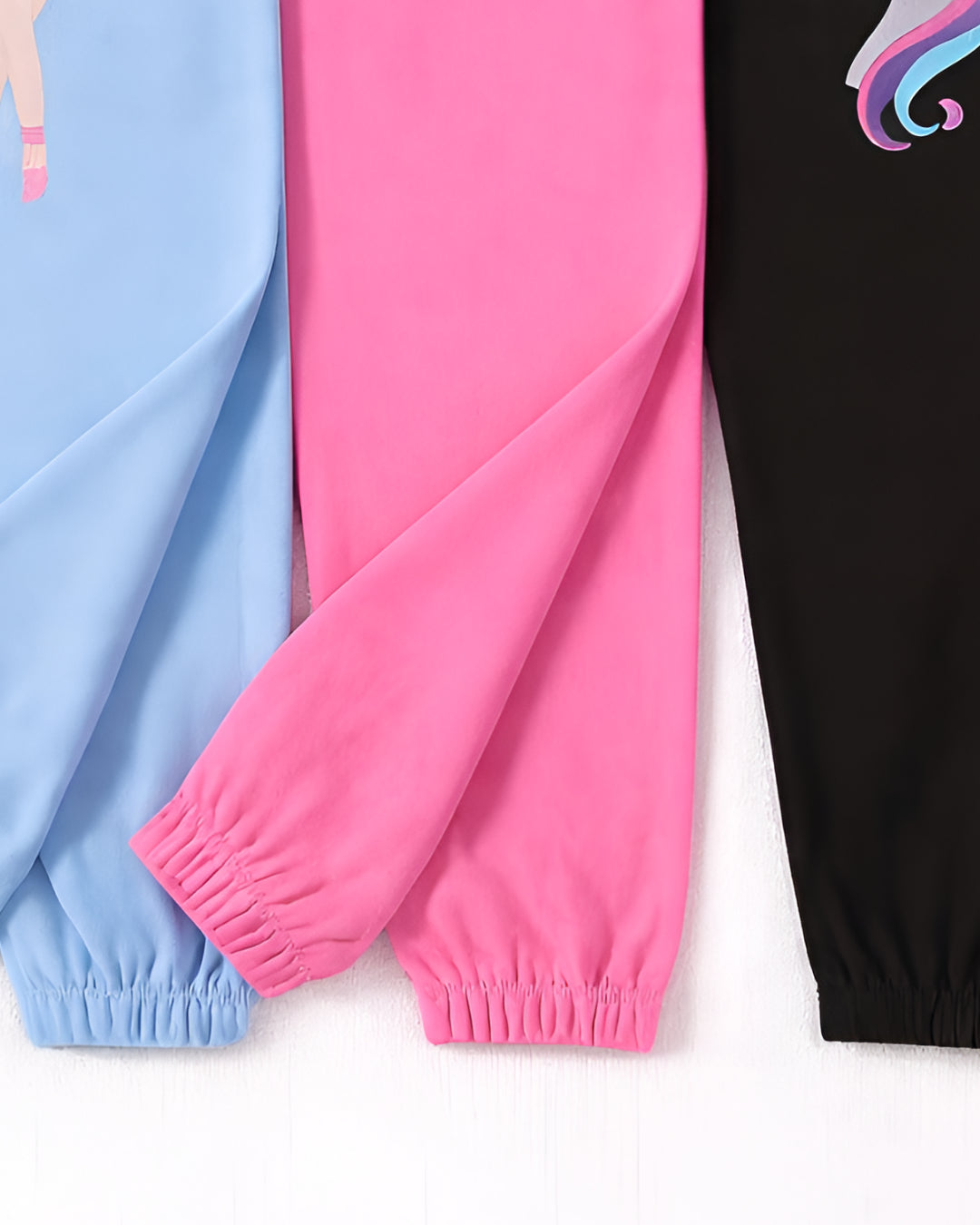 Girl's 3-Pack Pink, Blue and Black Unicorn Joggers