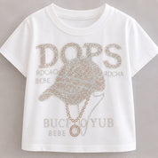 Googo Gaaga Boy's Cotton Cap Embellished Print T-Shirt & Shorts Set - White