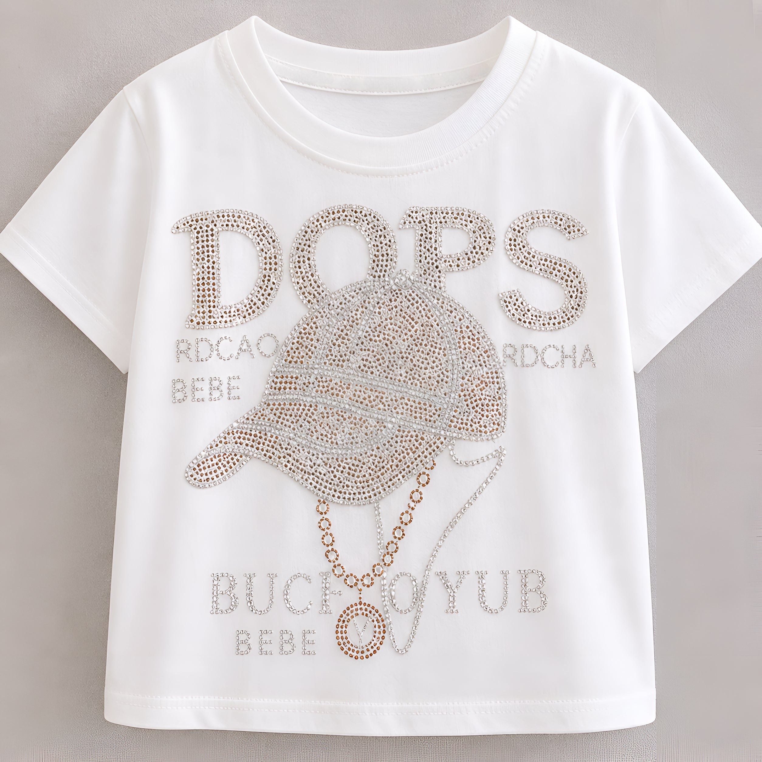 Googo Gaaga Boy's Cotton Cap Embellished Print T-Shirt & Shorts Set - White