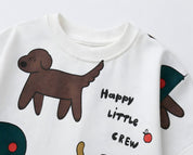 Boy's Dog Print Half-Sleeve T-Shirt - White