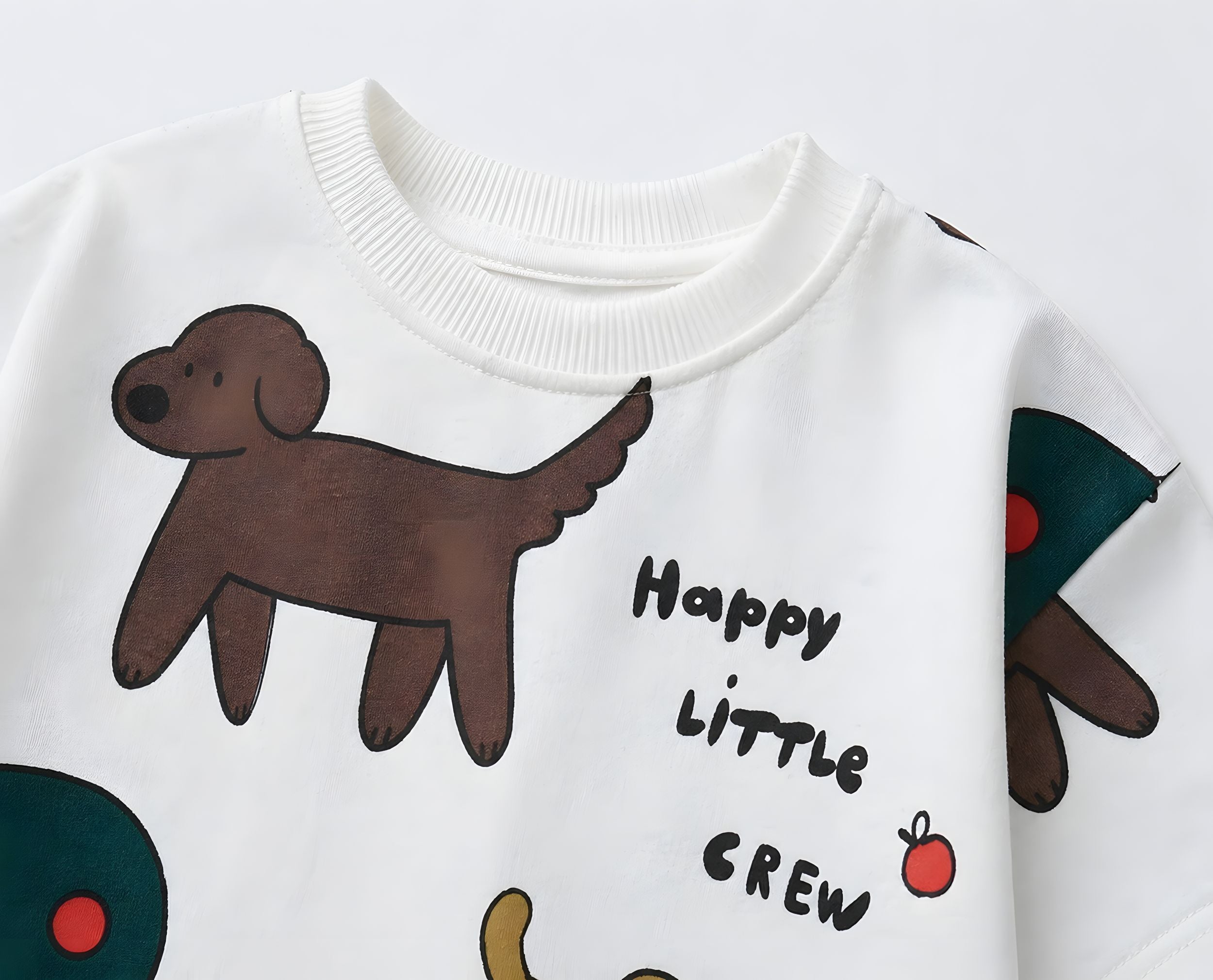 Boy's Dog Print Half-Sleeve T-Shirt - White