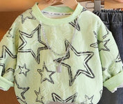 Boys Cotton Knit Full Sleeves Rainbow & Stars Printed Sweatshirt With Pant Pack of 2 - Red & Green