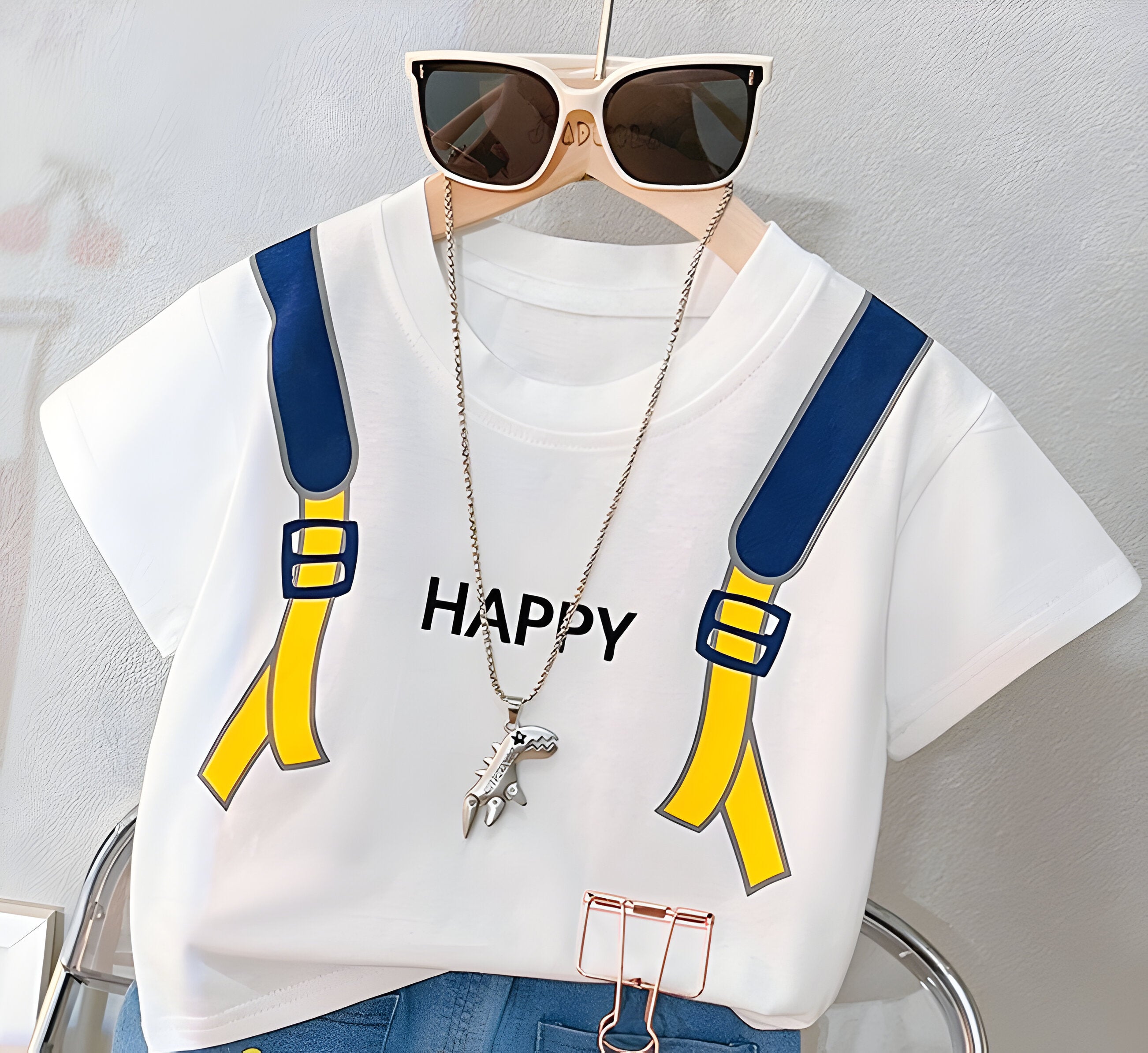 Happy back pack white T-shirt & Shorts