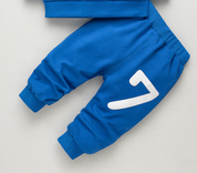Boy's Cotton Knit Light Winter Text Printed Sweatshirt With Joggers Pant Set - Royal