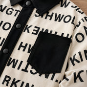Googo Gaaga Boys Cotton AOP Text Printed Shirt - Black